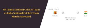 Sri Lanka National Cricket Team vs India National Cricket Team Match Scorecard