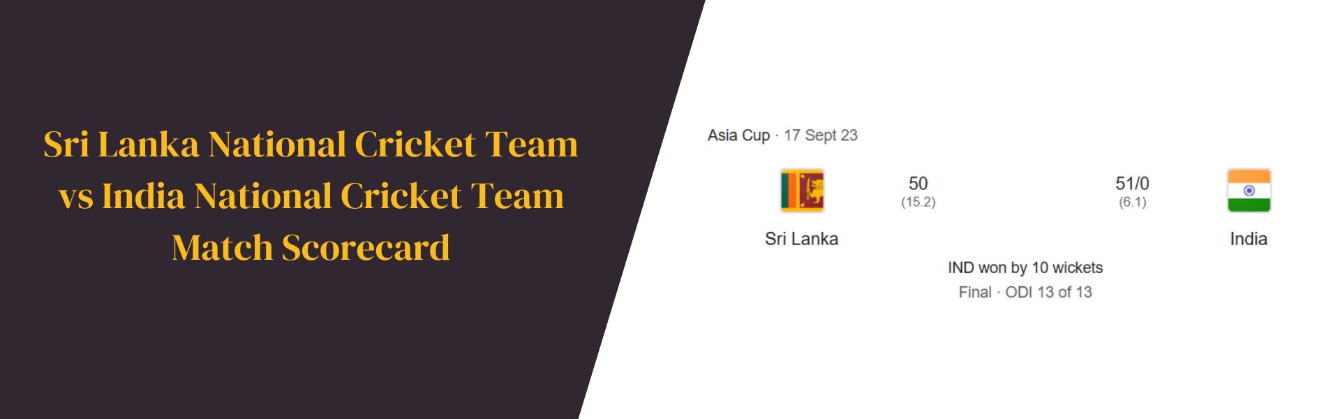 Sri Lanka National Cricket Team vs India National Cricket Team Match Scorecard