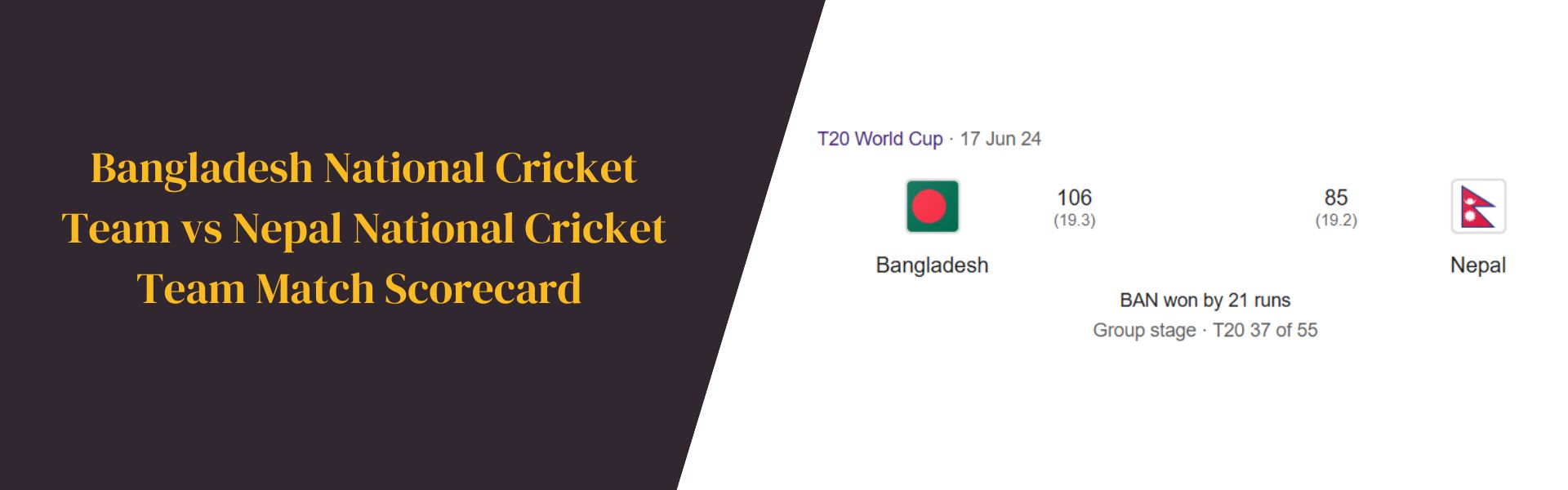 Bangladesh National Cricket Team vs Nepal National Cricket Team Match Scorecard