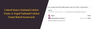 United States National Cricket Team vs Nepal National Cricket Team Match Scorecard