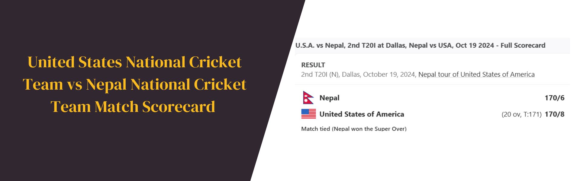 United States National Cricket Team vs Nepal National Cricket Team Match Scorecard