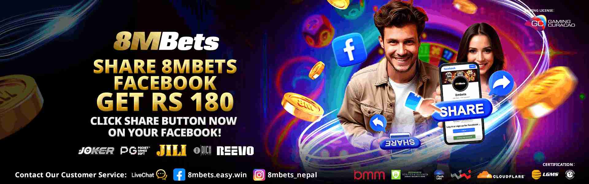 8mbets share facebook nepal NP 7 