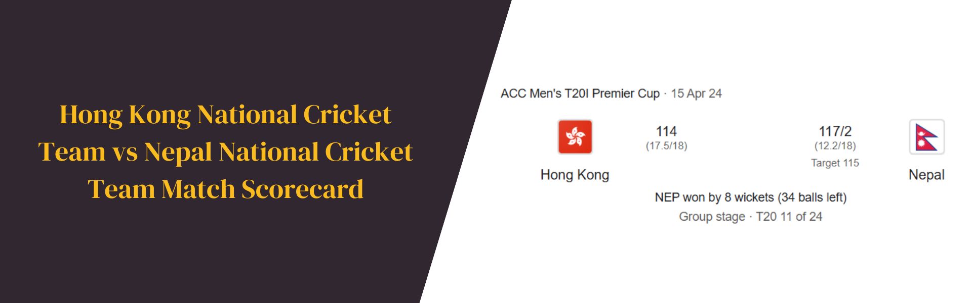 Hong Kong National Cricket Team vs Nepal National Cricket Team Match Scorecard