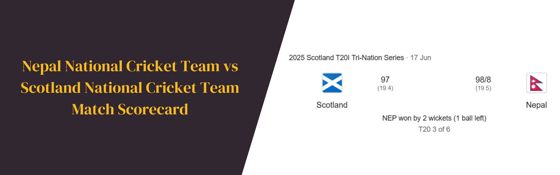 Nepal National Cricket Team vs Scotland National Cricket Team Match Scorecard